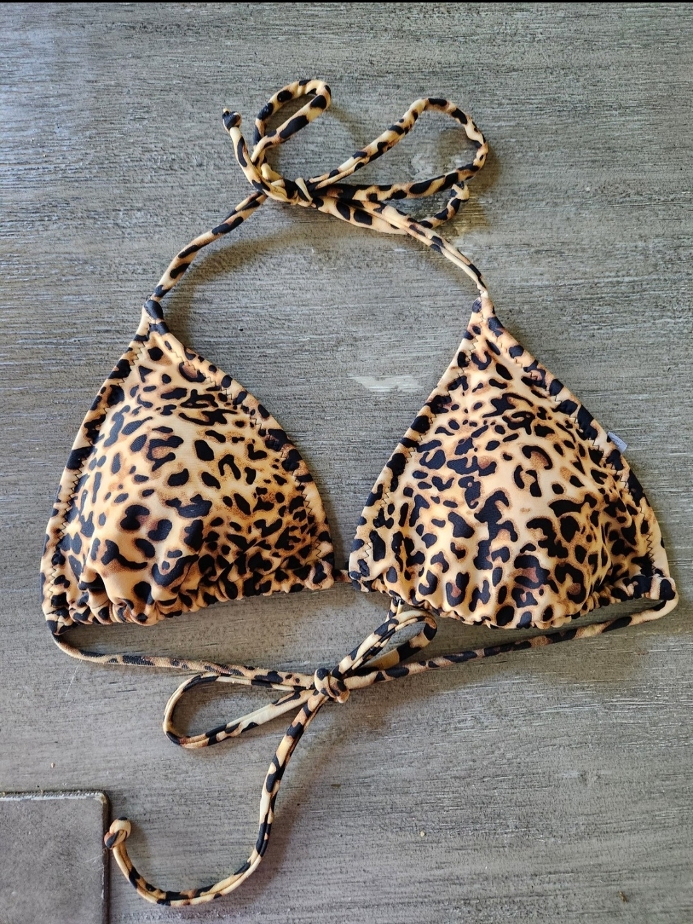 Charlotte Russe Leopard Print Triangle Bikini Top - Tan & Black